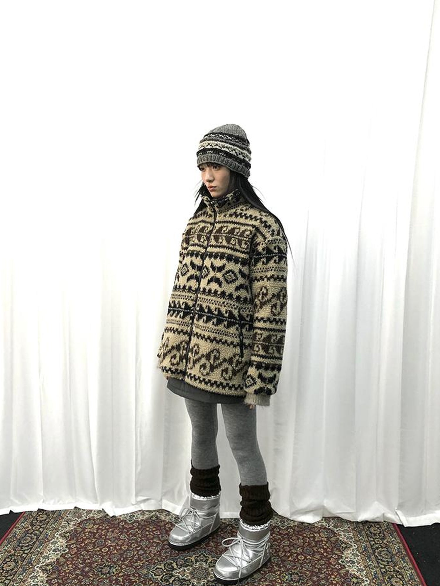 Updateang project Vintage Tribal Cashew Print Lambswool Jacket