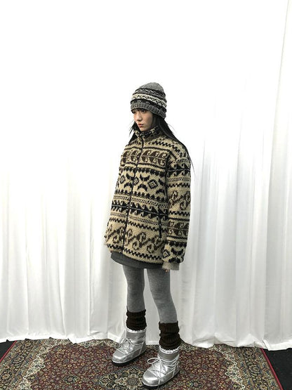 Updateang project Vintage Tribal Cashew Print Lambswool Jacket