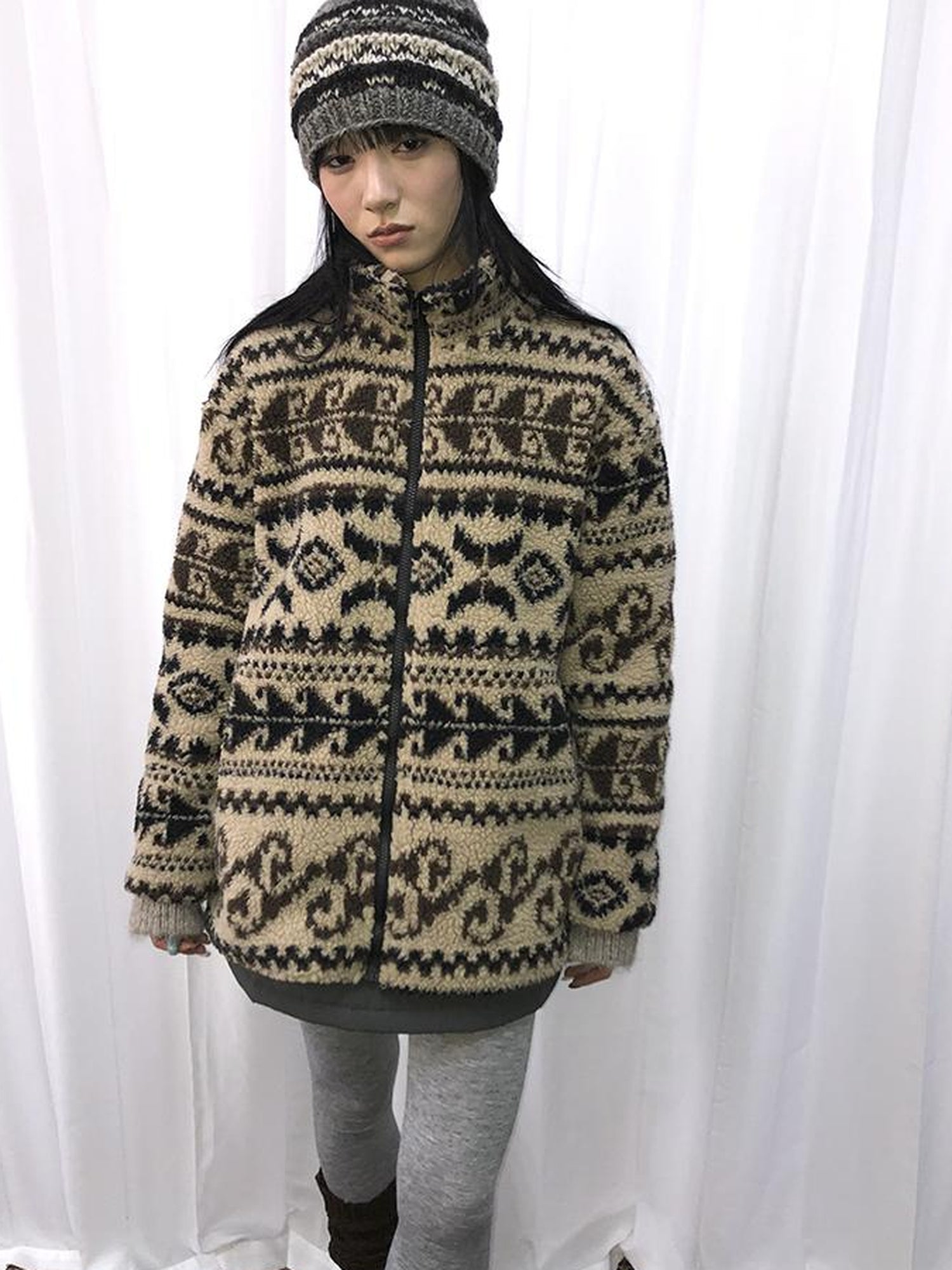 Updateang project Vintage Tribal Cashew Print Lambswool Jacket