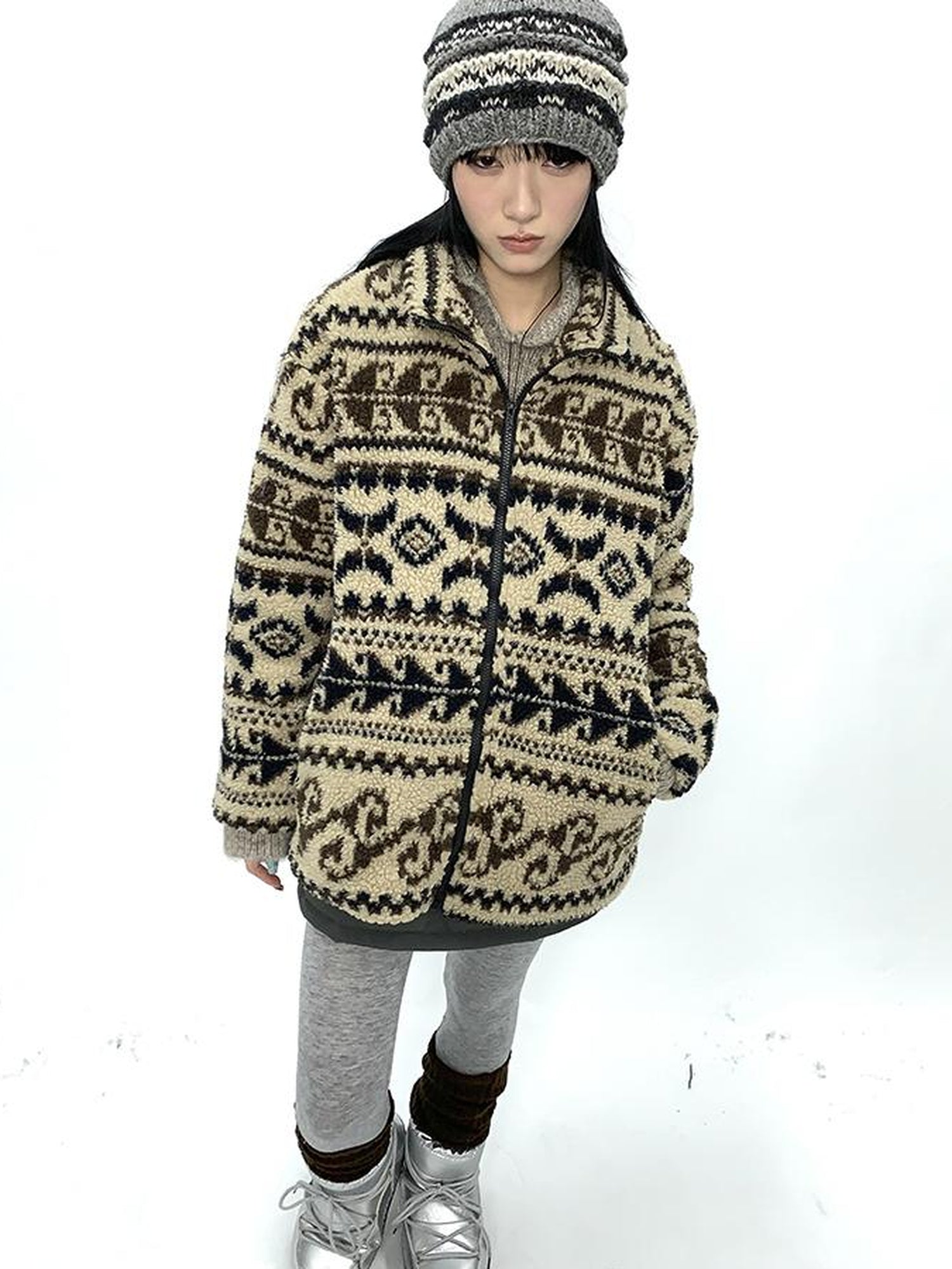 Updateang project Vintage Tribal Cashew Print Lambswool Jacket