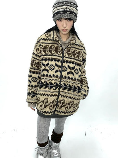 Updateang project Vintage Tribal Cashew Print Lambswool Jacket