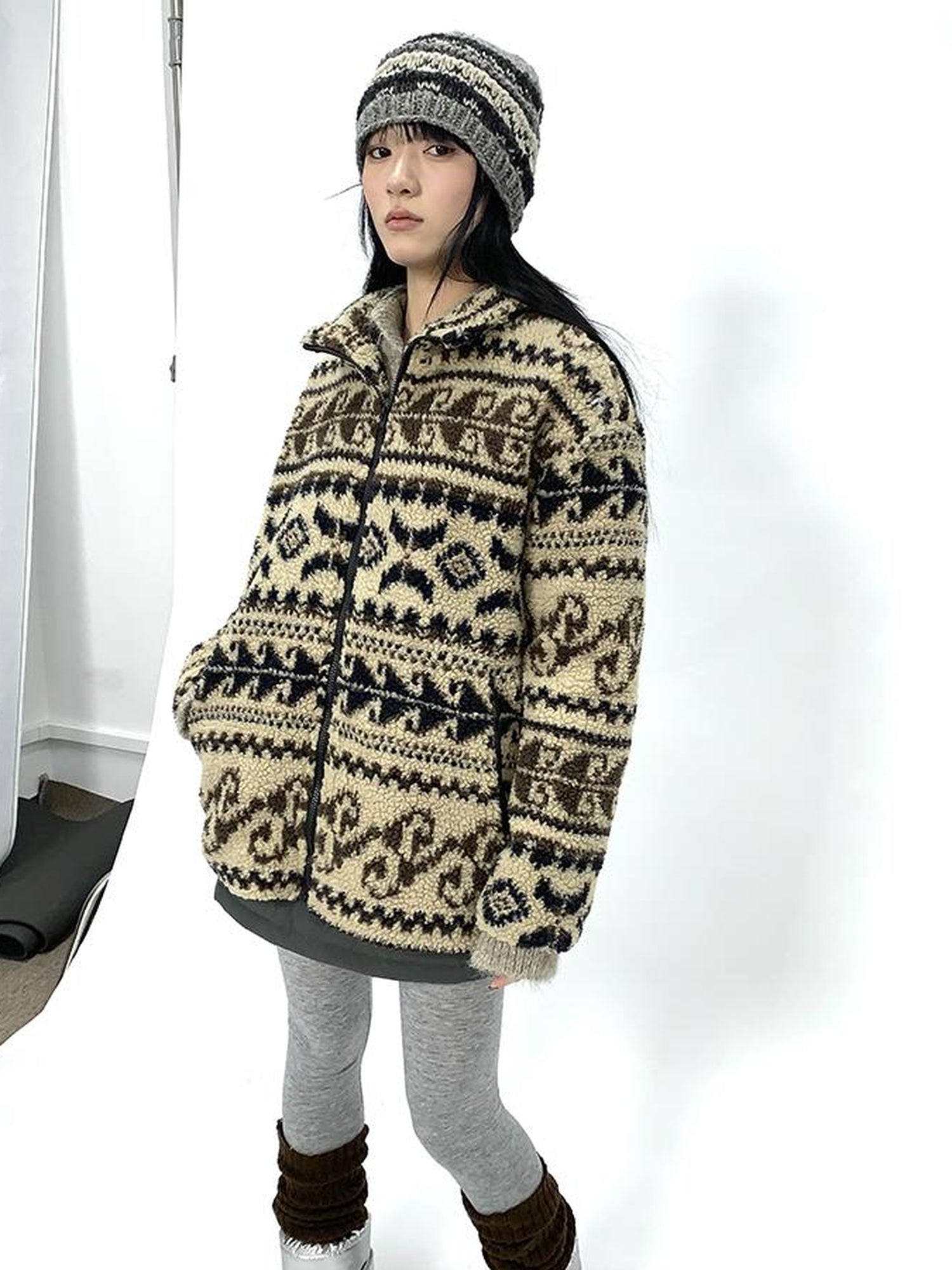 Updateang project Vintage Tribal Cashew Print Lambswool Jacket