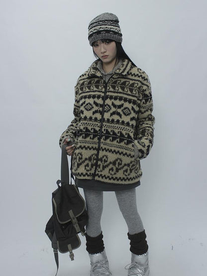 Updateang project Vintage Tribal Cashew Print Lambswool Jacket