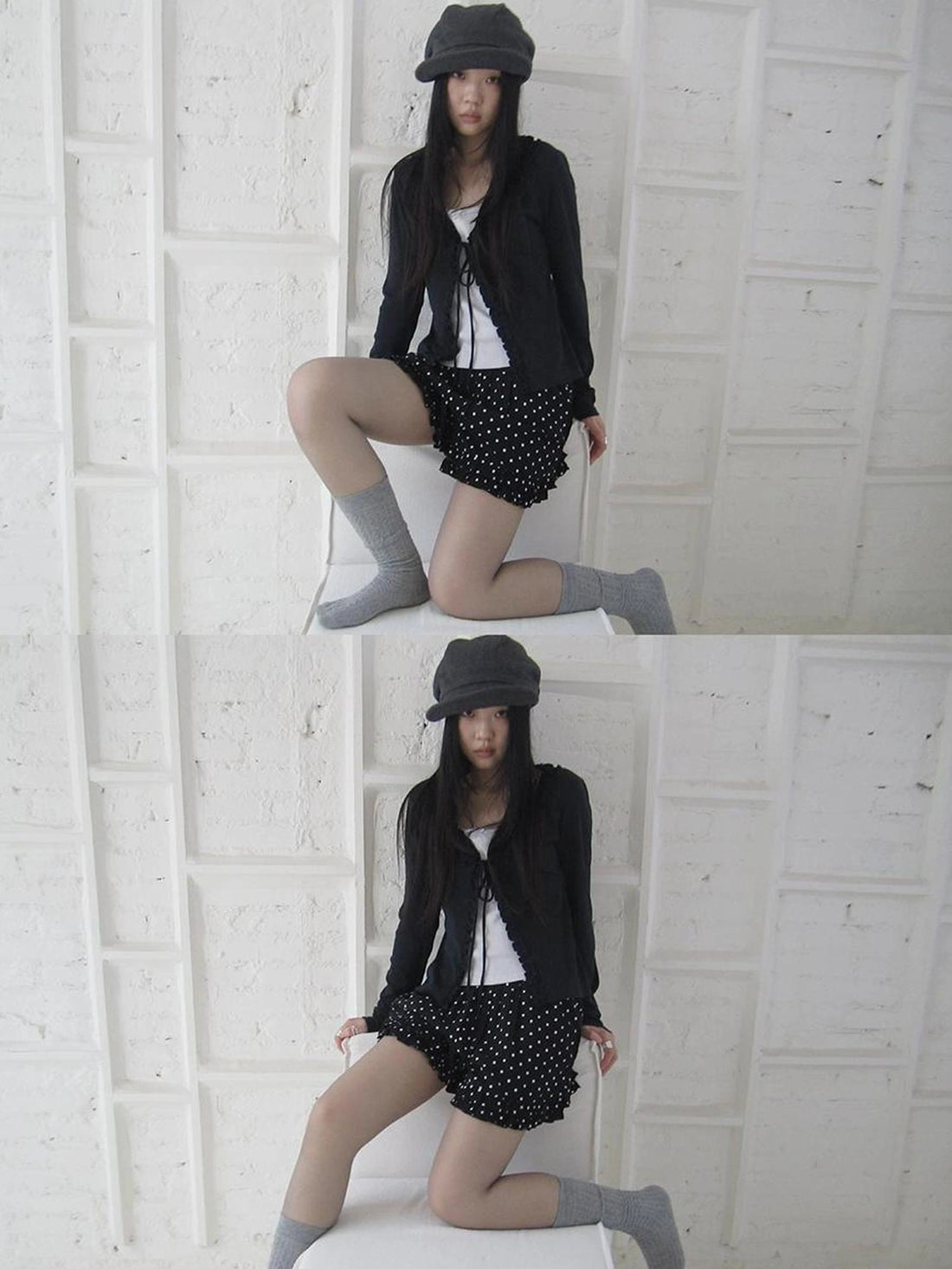 ang project Vintage Two Tone Bow Tie Peplum Blouse T-shirt