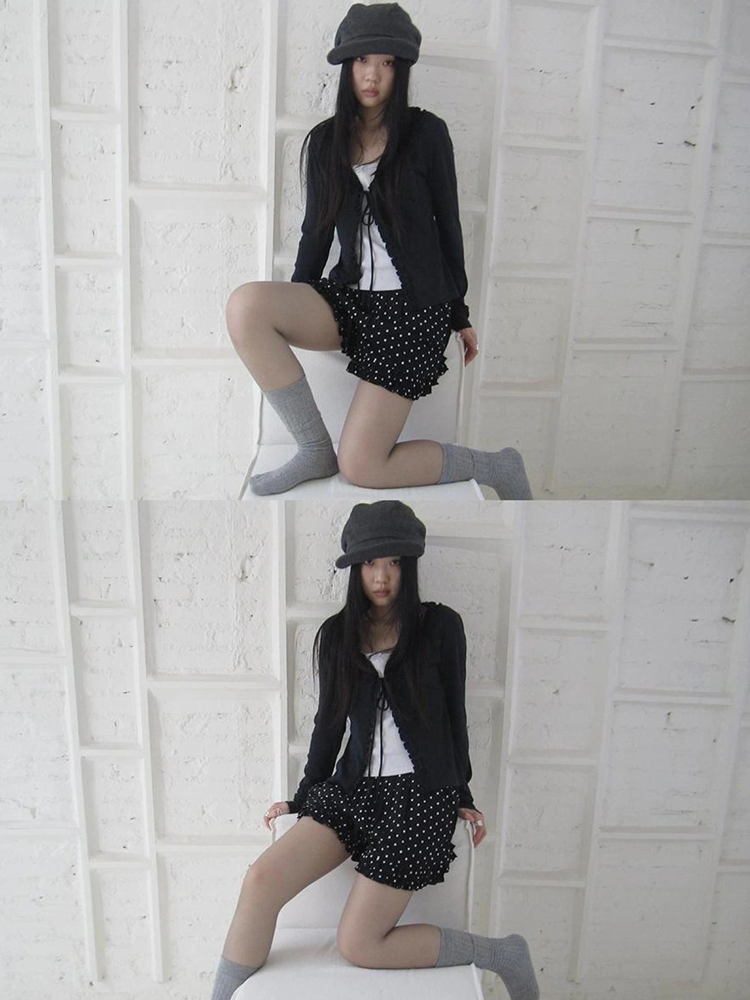 ang project Vintage Two Tone Bow Tie Peplum Blouse T-shirt