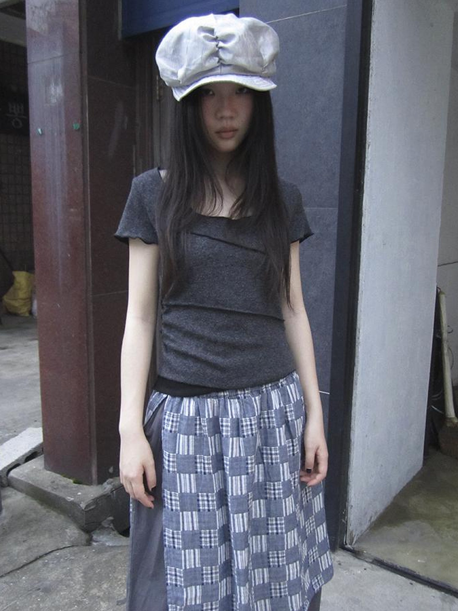 Updateang project Vintage U Neck Layered Contrast Top