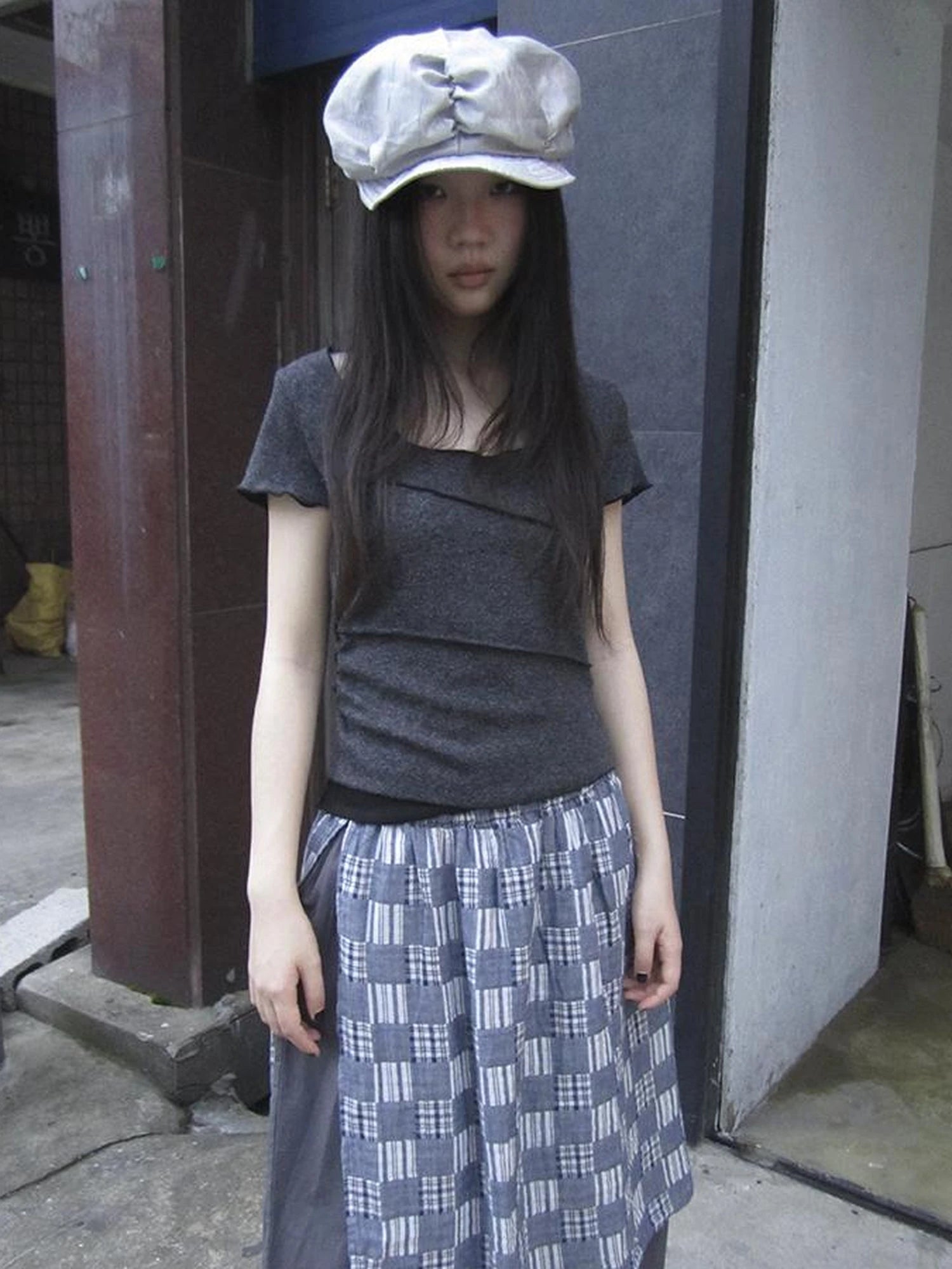 Vintage U Neck Layered Contrast Top