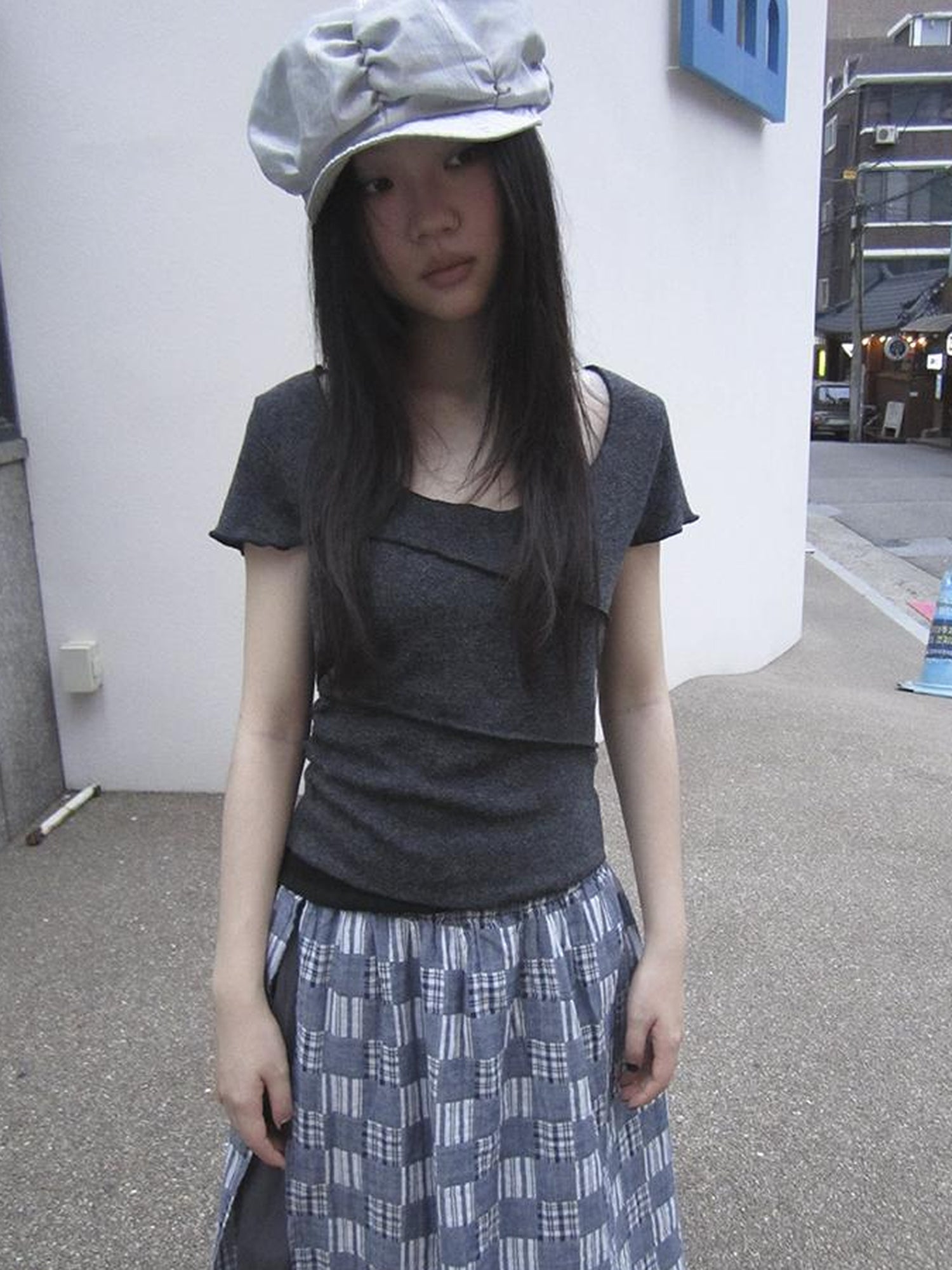 Updateang project Vintage U Neck Layered Contrast Top