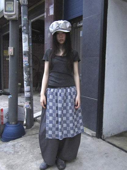 Updateang project Vintage U Neck Layered Contrast Top