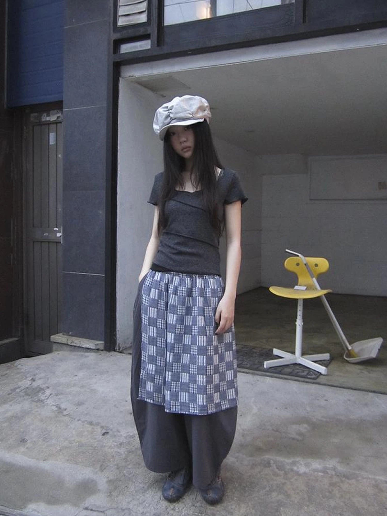 Vintage U Neck Layered Contrast Top