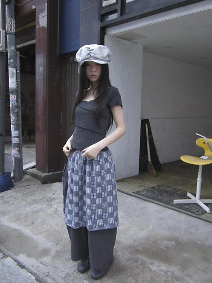 Updateang project Vintage U Neck Layered Contrast Top