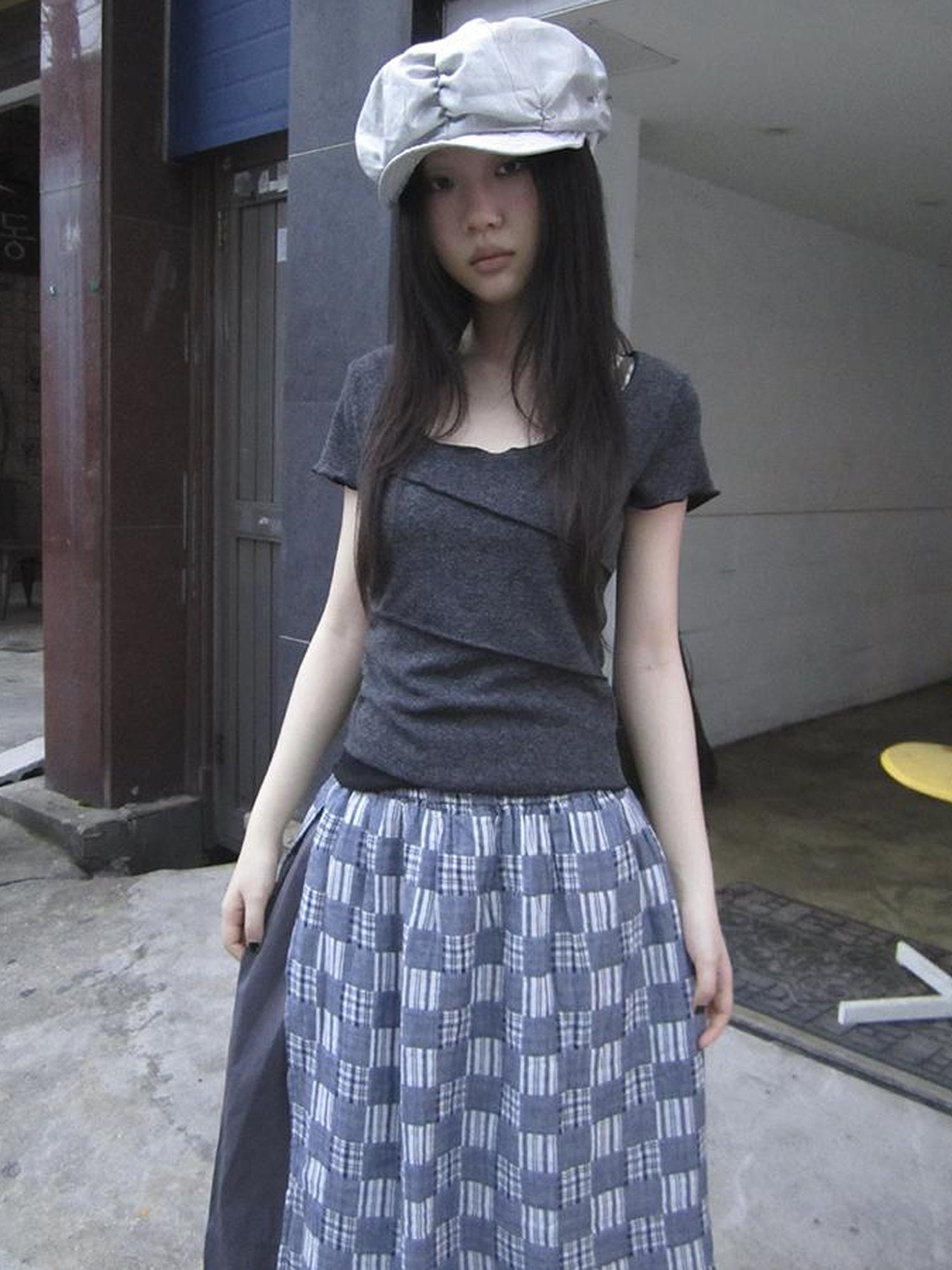 Updateang project Vintage U Neck Layered Contrast Top