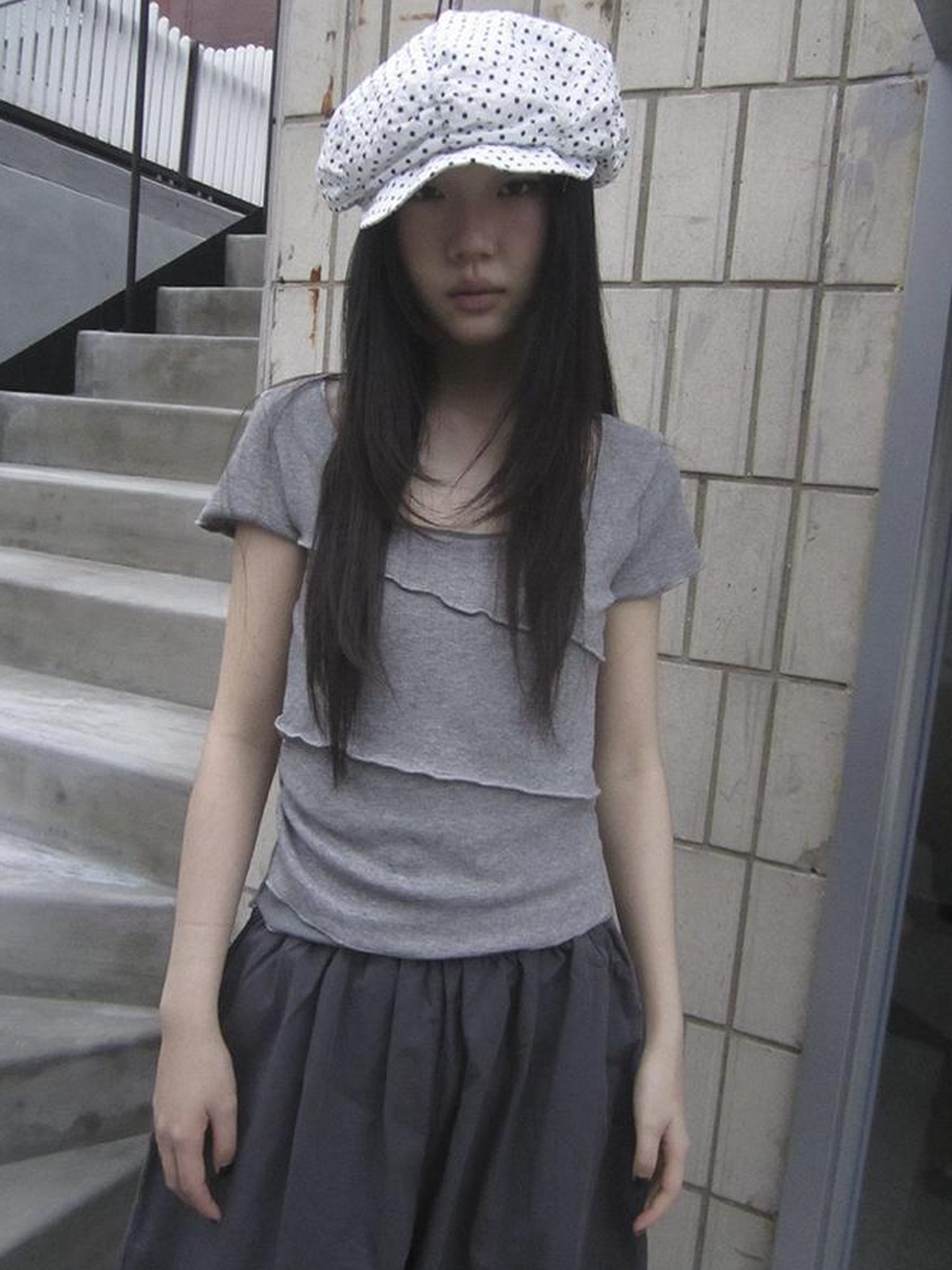 Updateang project Vintage U Neck Layered Contrast Top