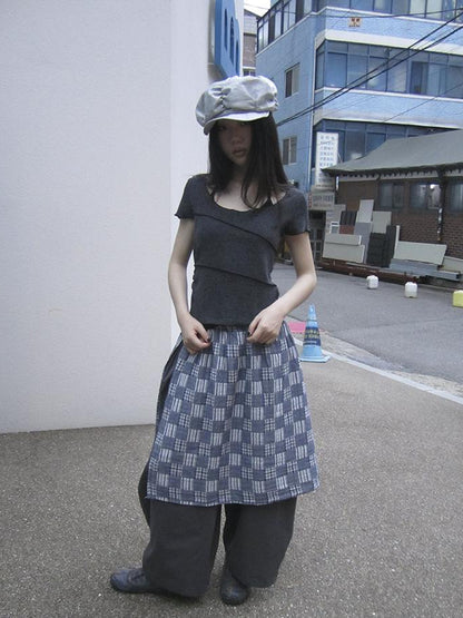 Updateang project Vintage U Neck Layered Contrast Top