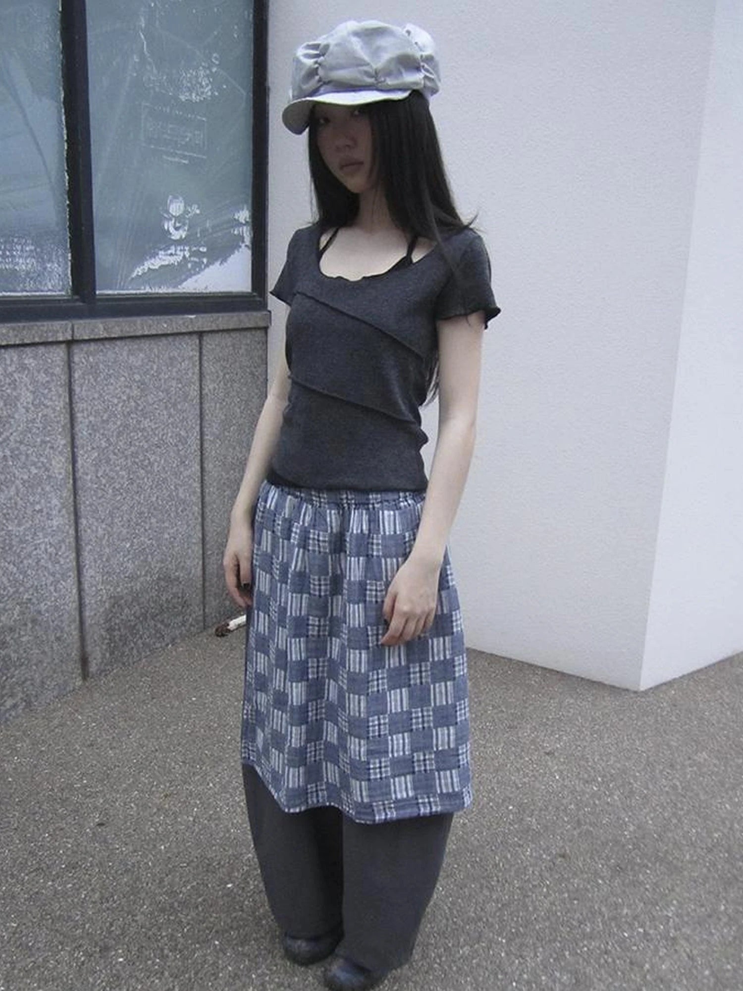 Vintage U Neck Layered Contrast Top