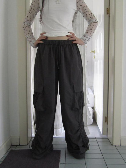 ang project Vintage Utility Wide Leg Pants With Drawstring Waist
