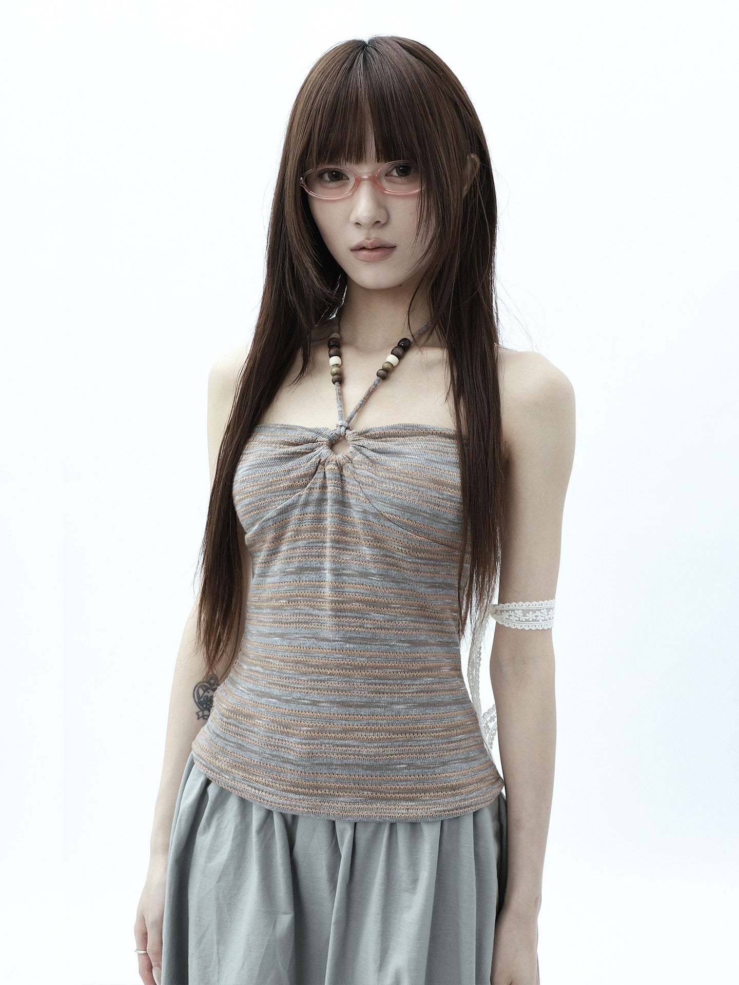 ang_project_Vintage_Variegated_Stripe_Padded_V-neck_Halter_Women&