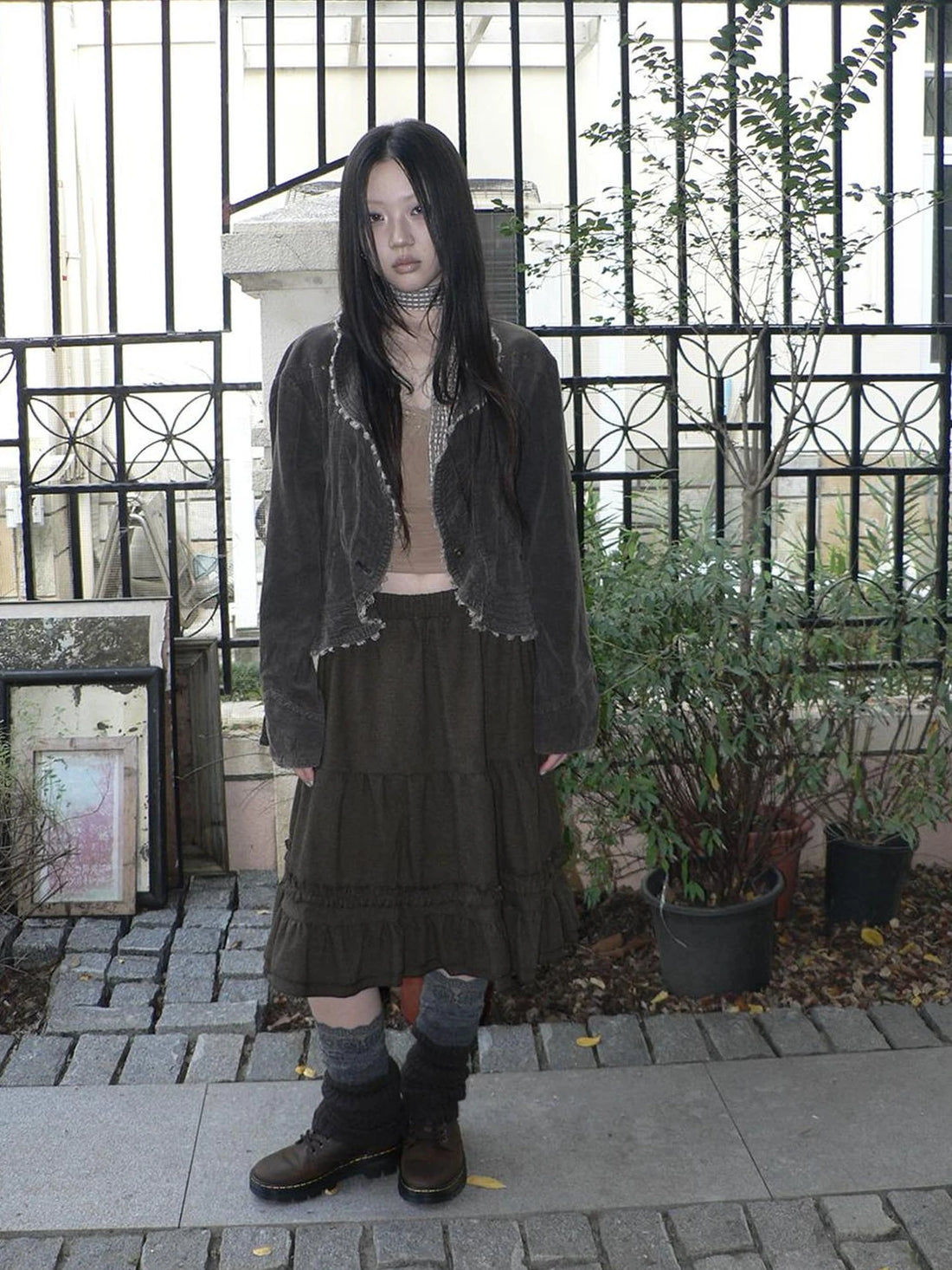 ang project Vintage Washed Distressed Denim Rivet Jacket Jacket