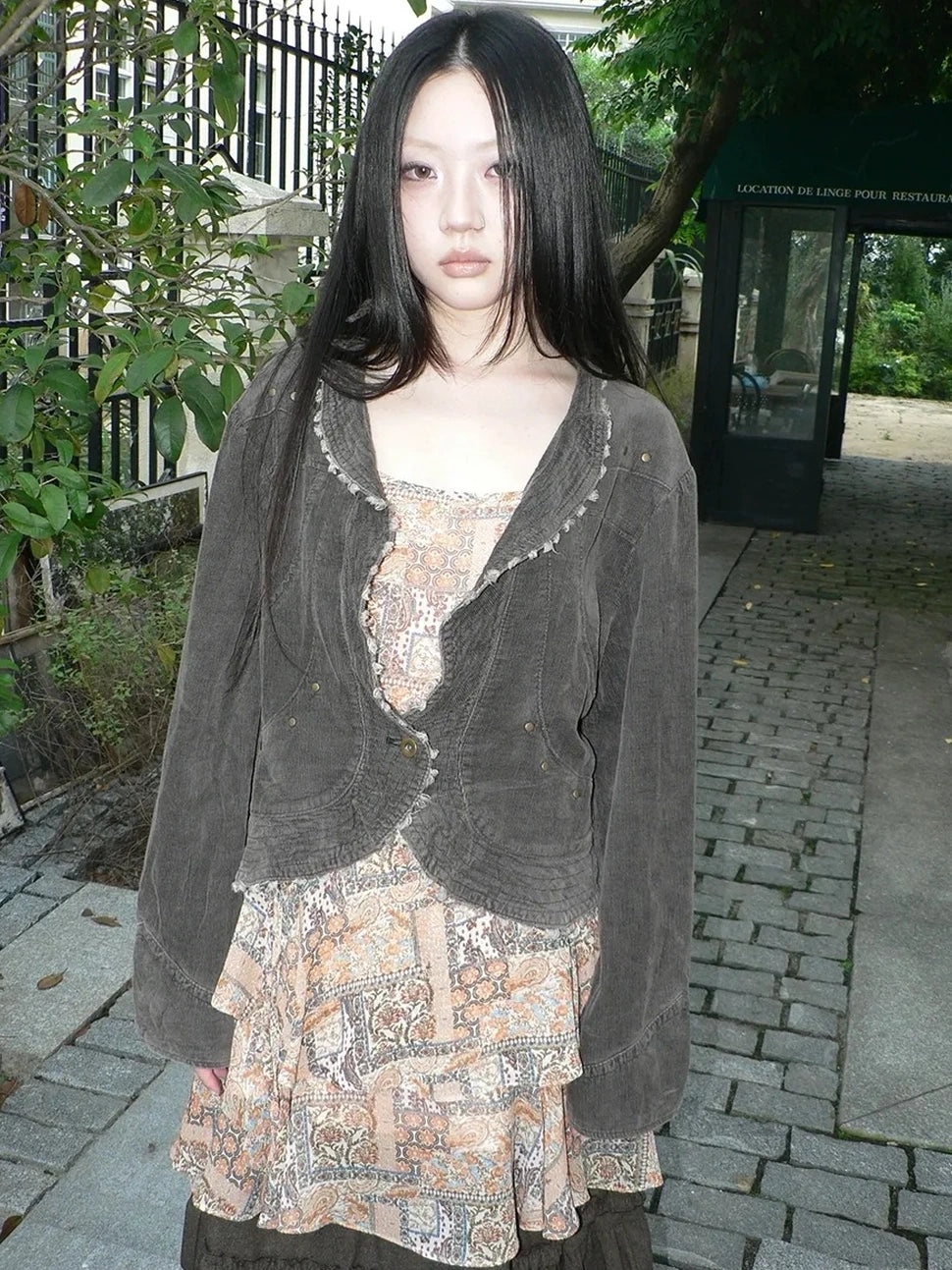 ang project Vintage Washed Distressed Denim Rivet Jacket Jacket