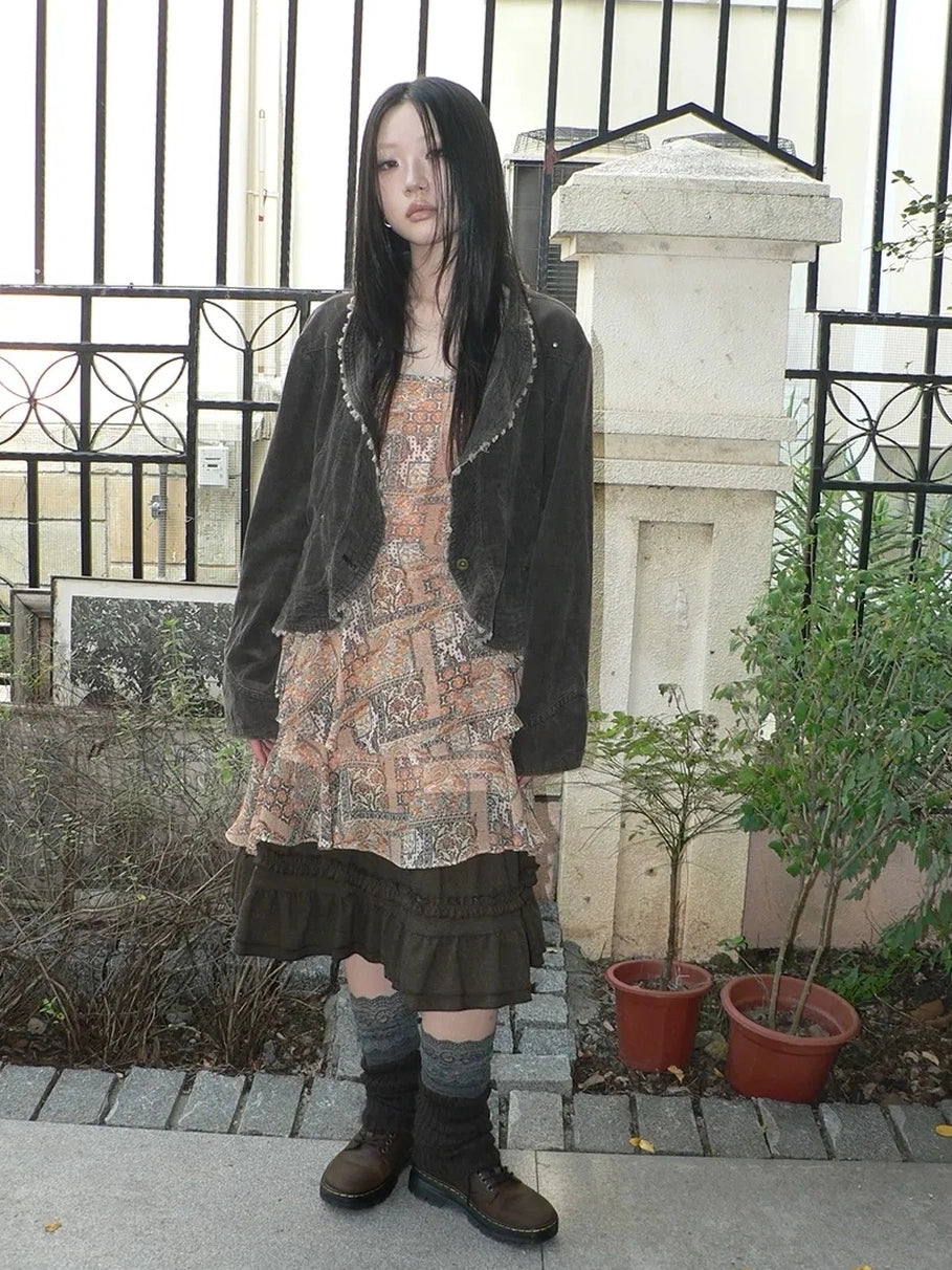 ang project Vintage Washed Distressed Denim Rivet Jacket Jacket