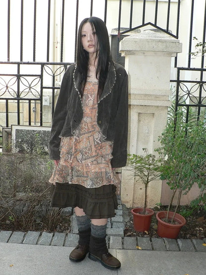 ang project Vintage Washed Distressed Denim Rivet Jacket Jacket