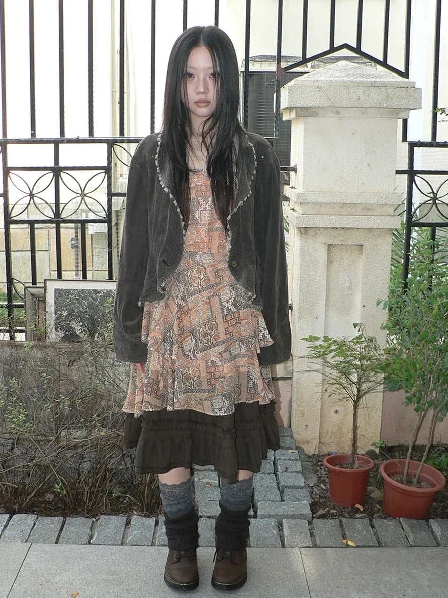 ang project Vintage Washed Distressed Denim Rivet Jacket Jacket