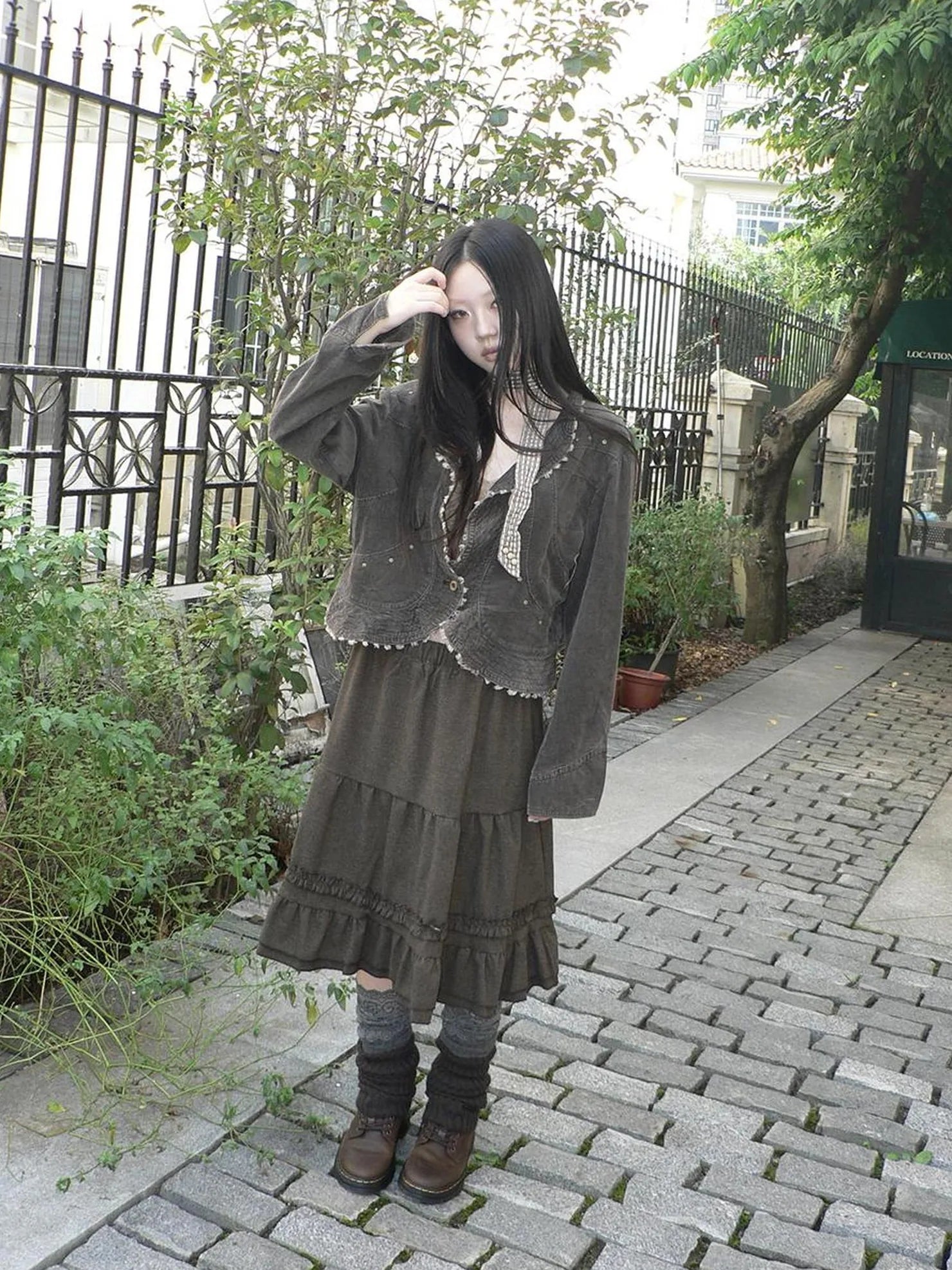 ang project Vintage Washed Distressed Denim Rivet Jacket Jacket