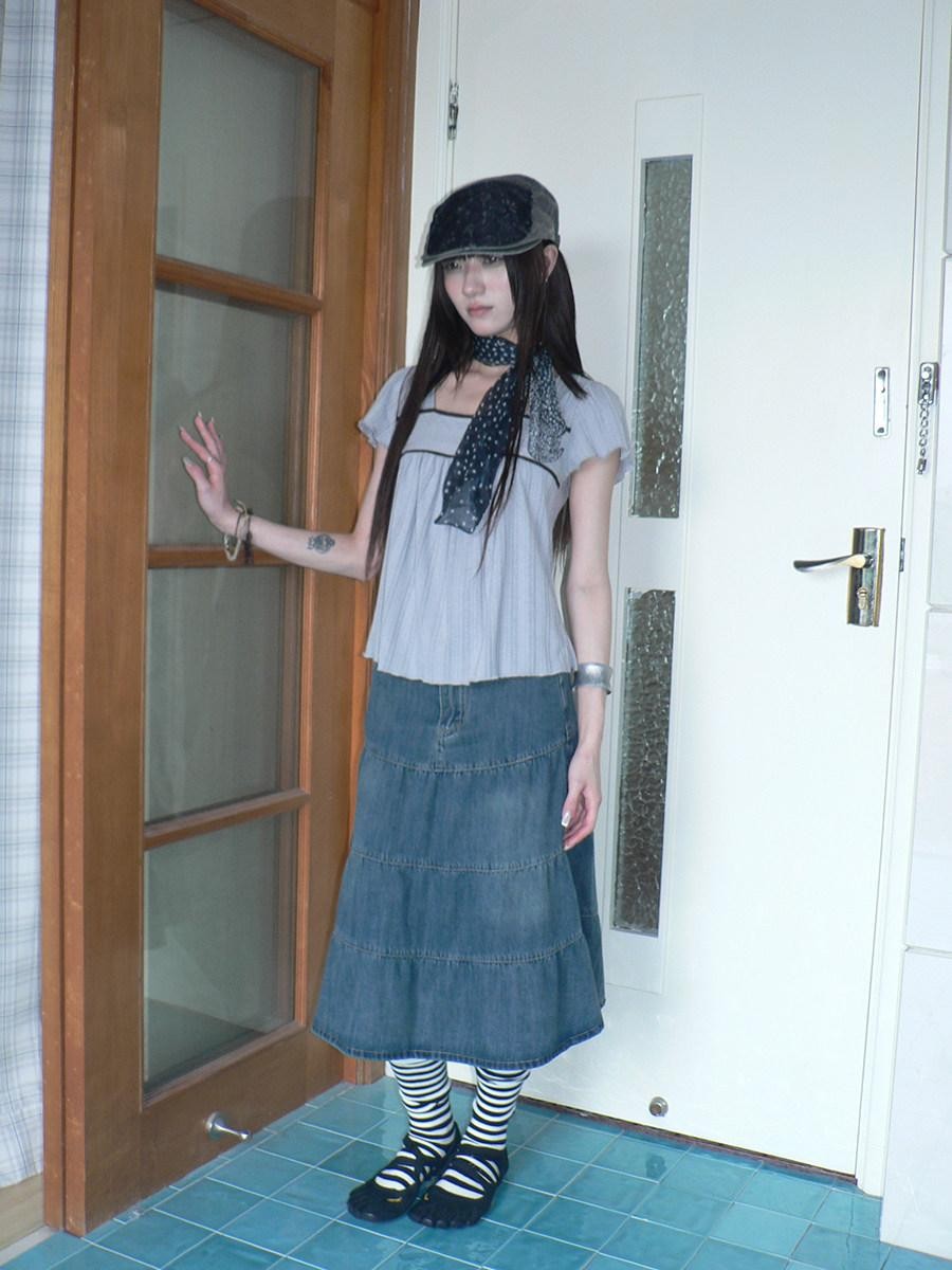 ang project Vintage Washed Distressed Pleated Paneled High Waist Women&