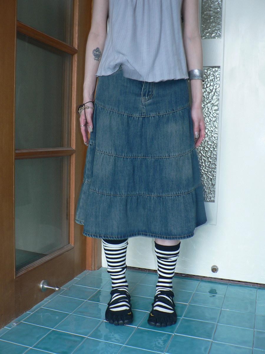 ang project Vintage Washed Distressed Pleated Paneled High Waist Women&