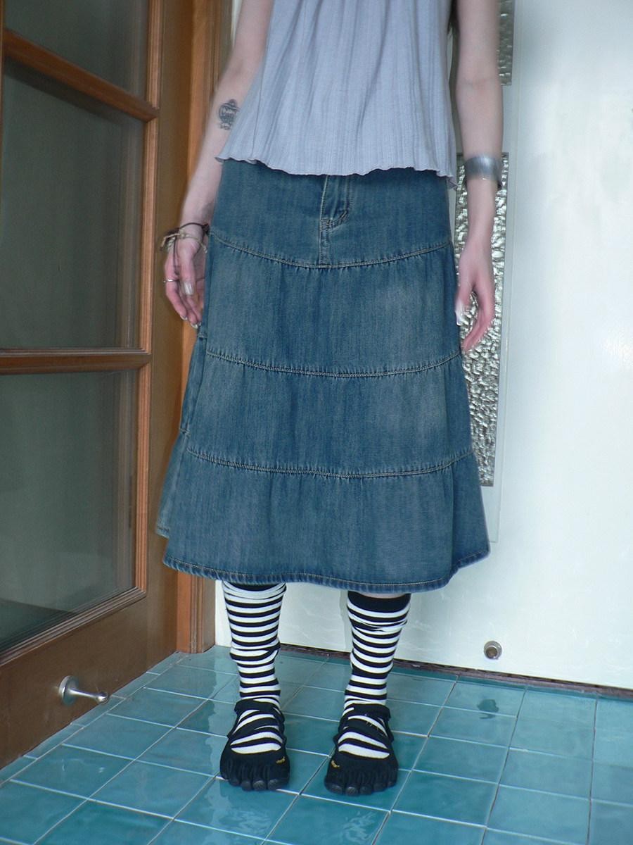 ang project Vintage Washed Distressed Pleated Paneled High Waist Women&