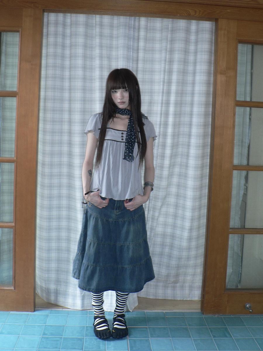 ang project Vintage Washed Distressed Pleated Paneled High Waist Women&