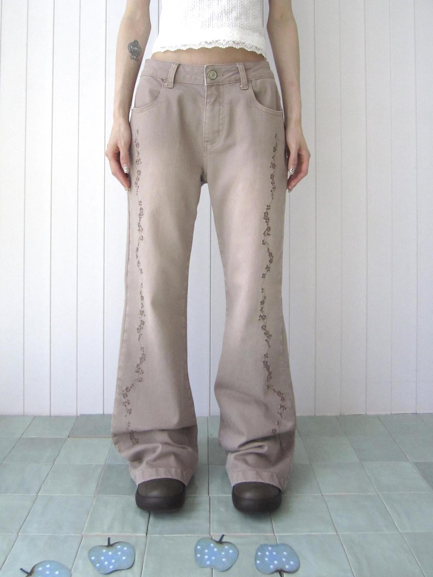ang project Vintage Washed Embroidered Floral Women&