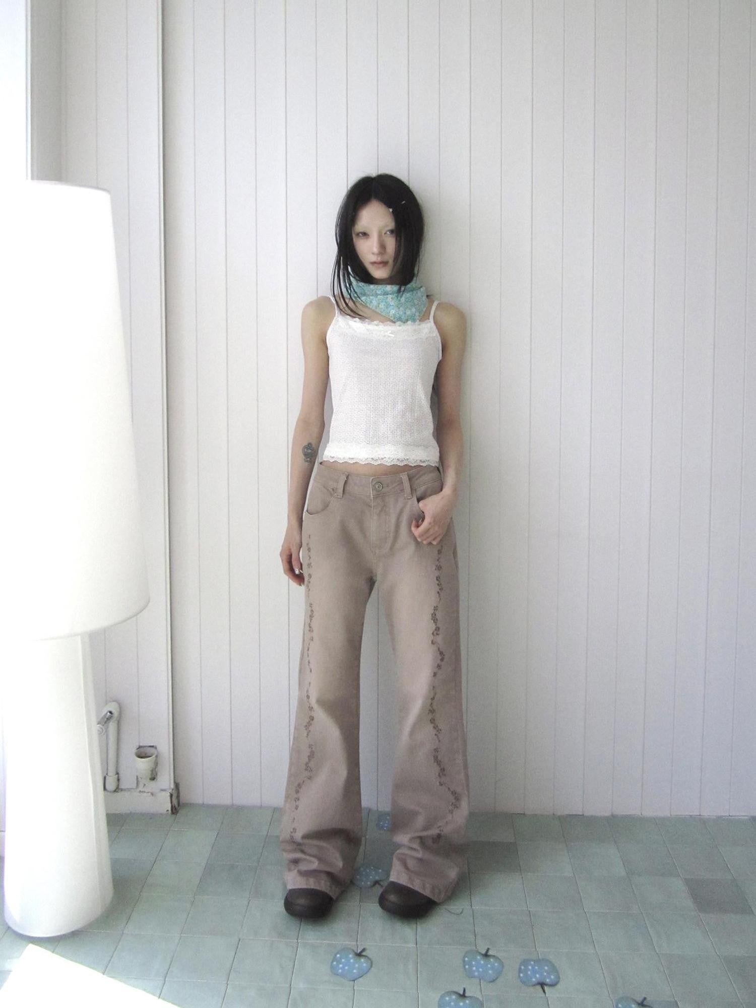 ang project Vintage Washed Embroidered Floral Women&
