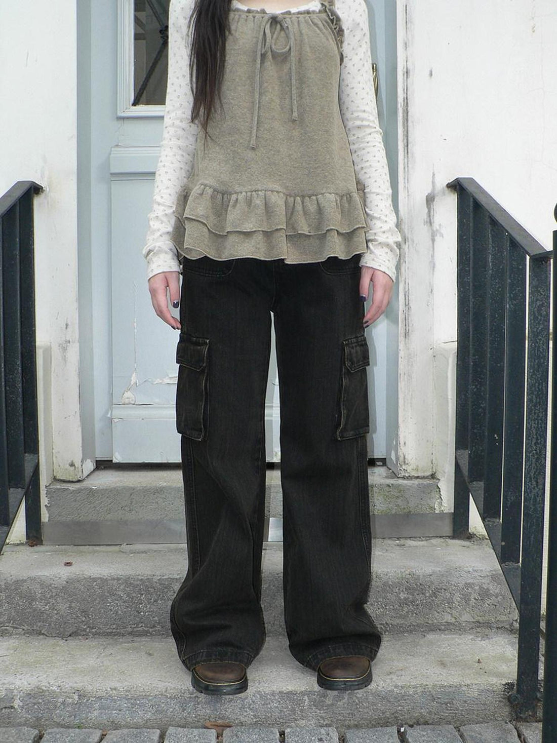 ang project Vintage Washed High Waist Straight Leg Button Fly Cotton Pockets Womens Jeans