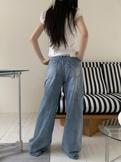 ang project Vintage Washed Low Cut Wide Leg Jeans