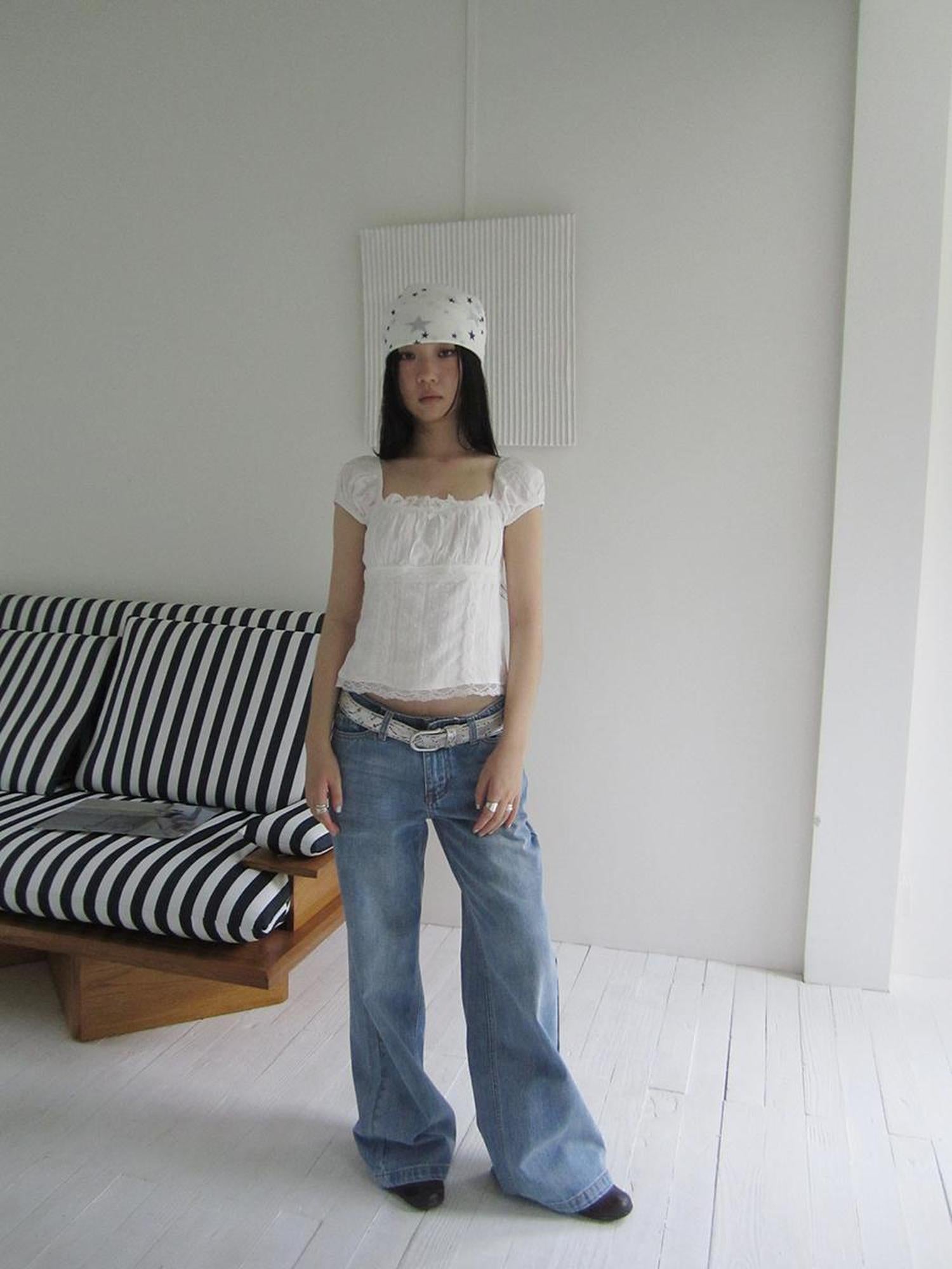 ang project Vintage Washed Low Cut Wide Leg Jeans
