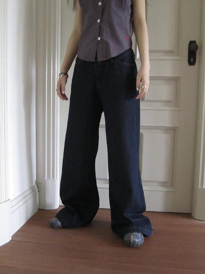 ang project Vintage Washed Low Rise Wide Leg Jeans