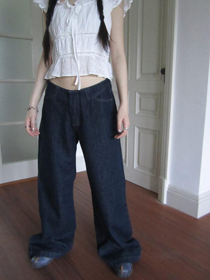ang project Vintage Washed Low Rise Wide Leg Jeans