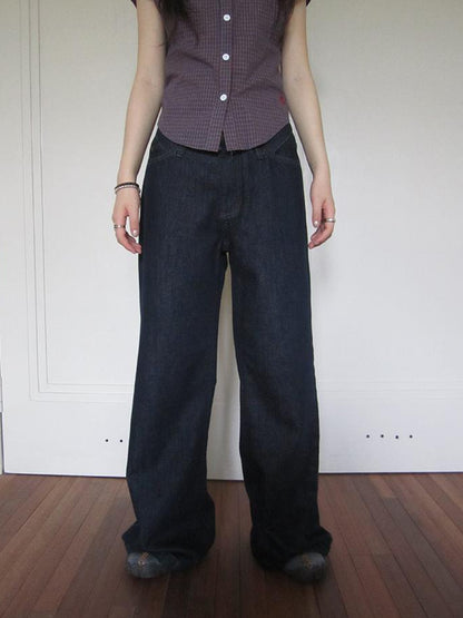ang project Vintage Washed Low Rise Wide Leg Jeans