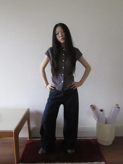 ang project Vintage Washed Low Rise Wide Leg Jeans