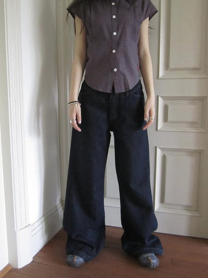 ang project Vintage Washed Low Rise Wide Leg Jeans