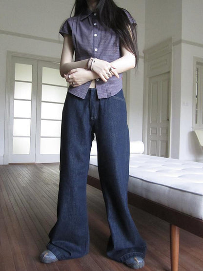 ang project Vintage Washed Low Rise Wide Leg Jeans