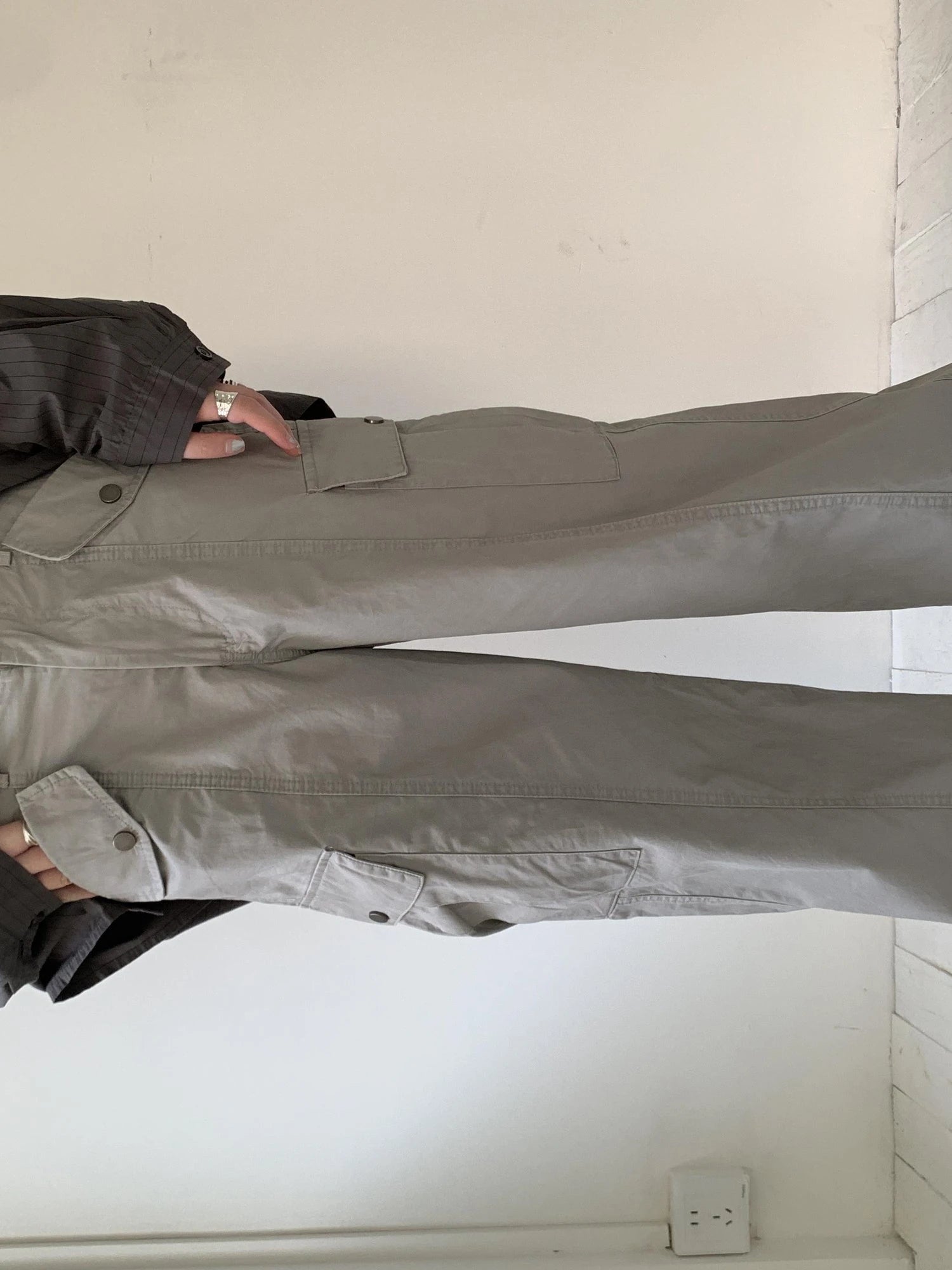 Vintage Washed Mid Low Rise Button Pocket Straight Leg Pants