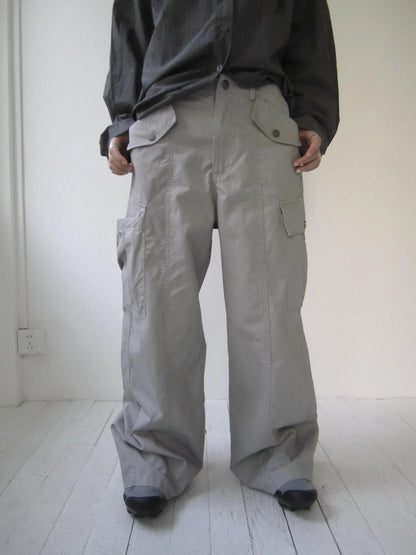 Vintage Washed Mid Low Rise Button Pocket Straight Leg Pants