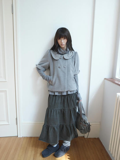ang project Vintage Washed Pleated High Waist Tiered Women&