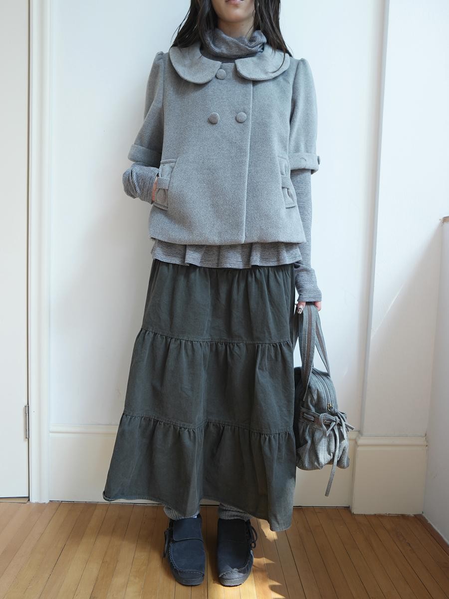 ang project Vintage Washed Pleated High Waist Tiered Women&