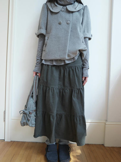 ang project Vintage Washed Pleated High Waist Tiered Women&