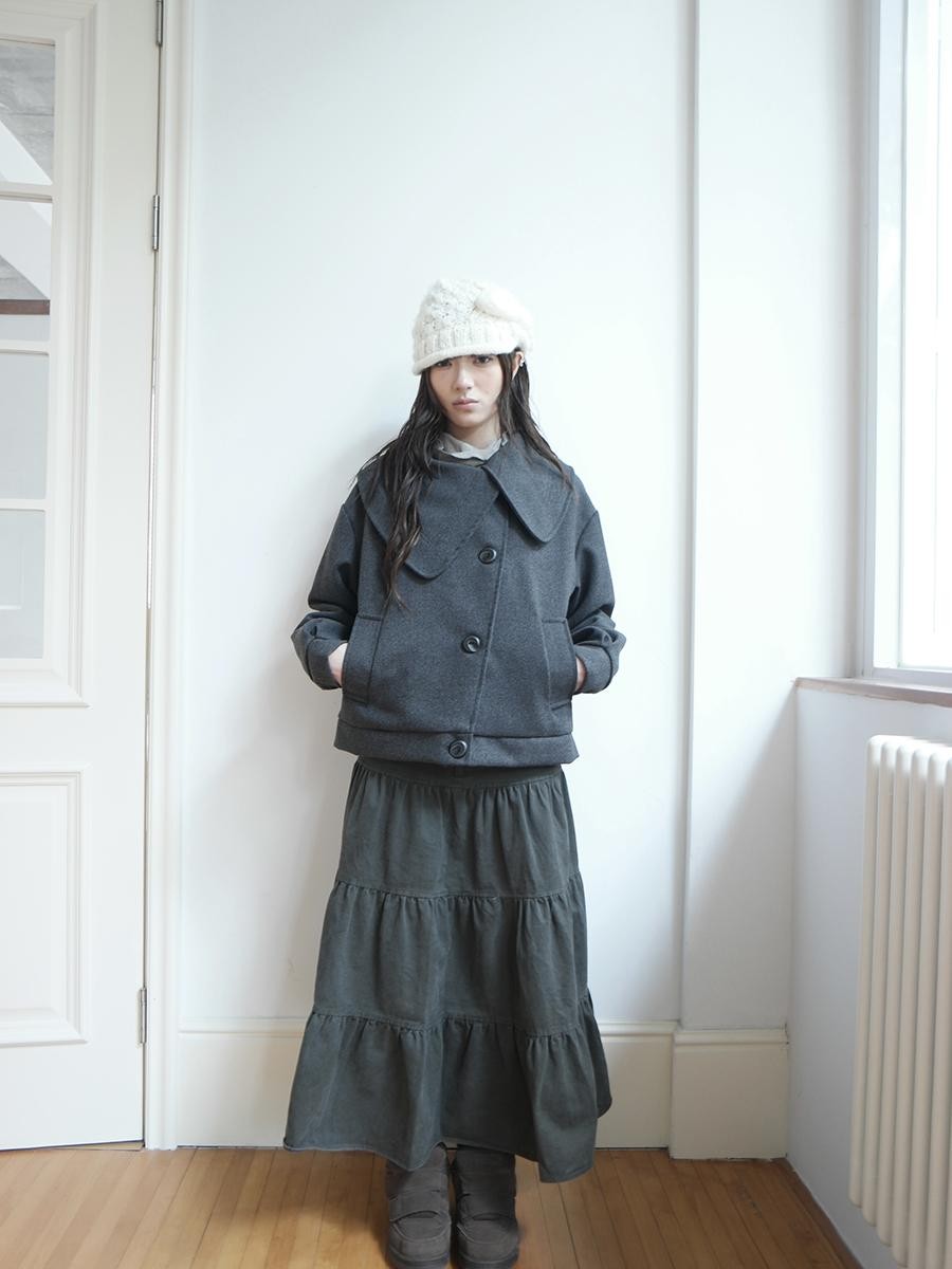 ang project Vintage Washed Pleated High Waist Tiered Women&