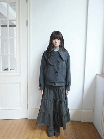 ang project Vintage Washed Pleated High Waist Tiered Women&
