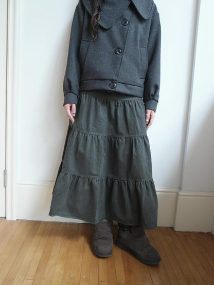 ang project Vintage Washed Pleated High Waist Tiered Women&
